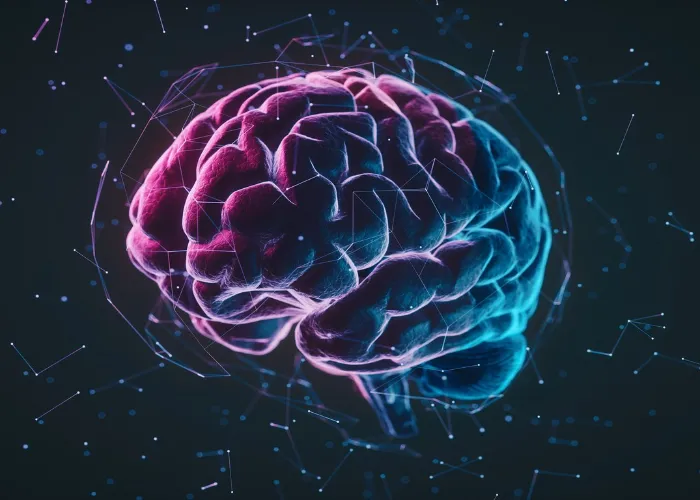 Digital human brain with connections.